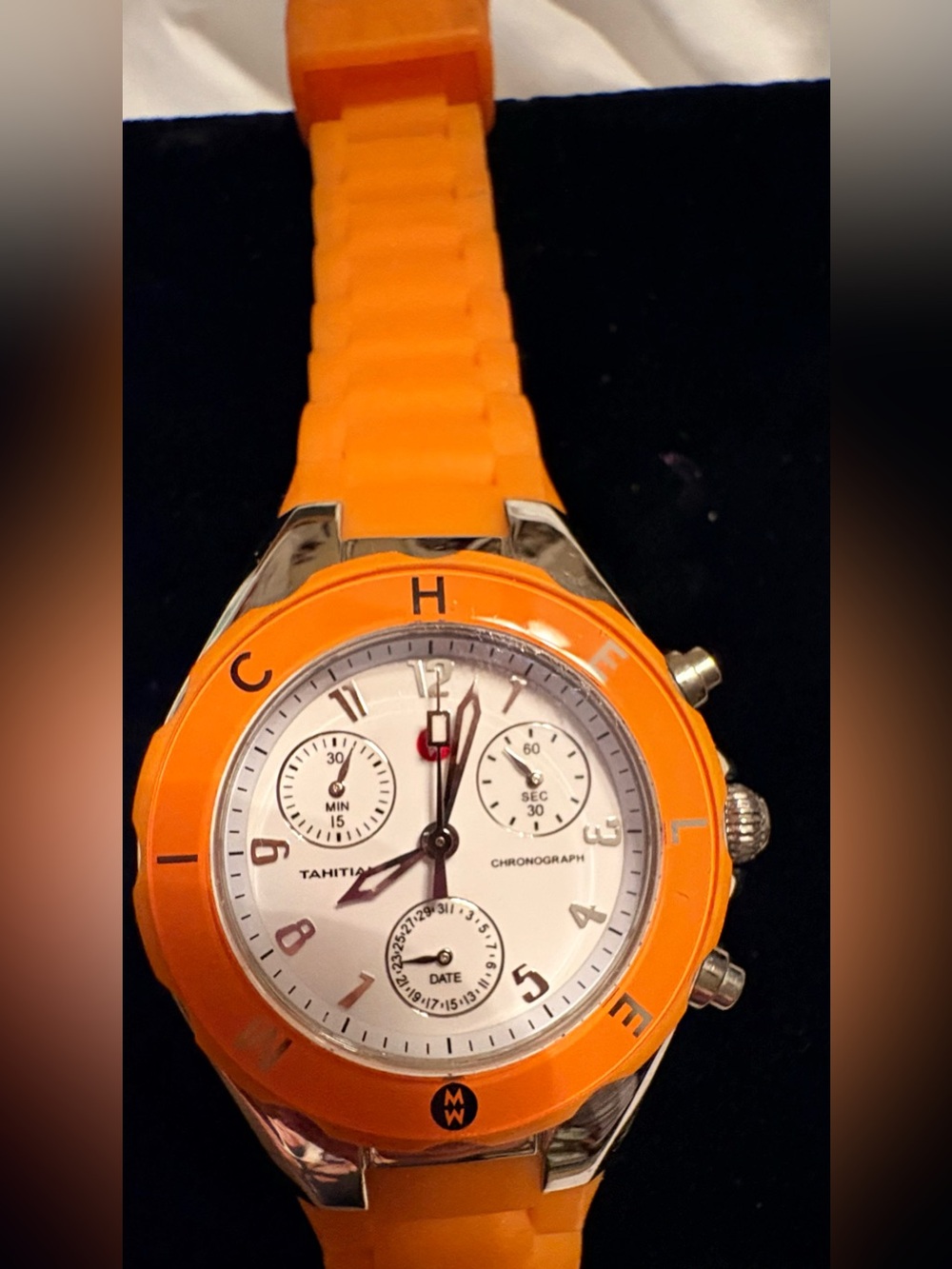 MICHELE TAHITIAN Orange Silicone
MWW 12D000005 JB 32038 5 ATM Watch - Picture 6 of 7